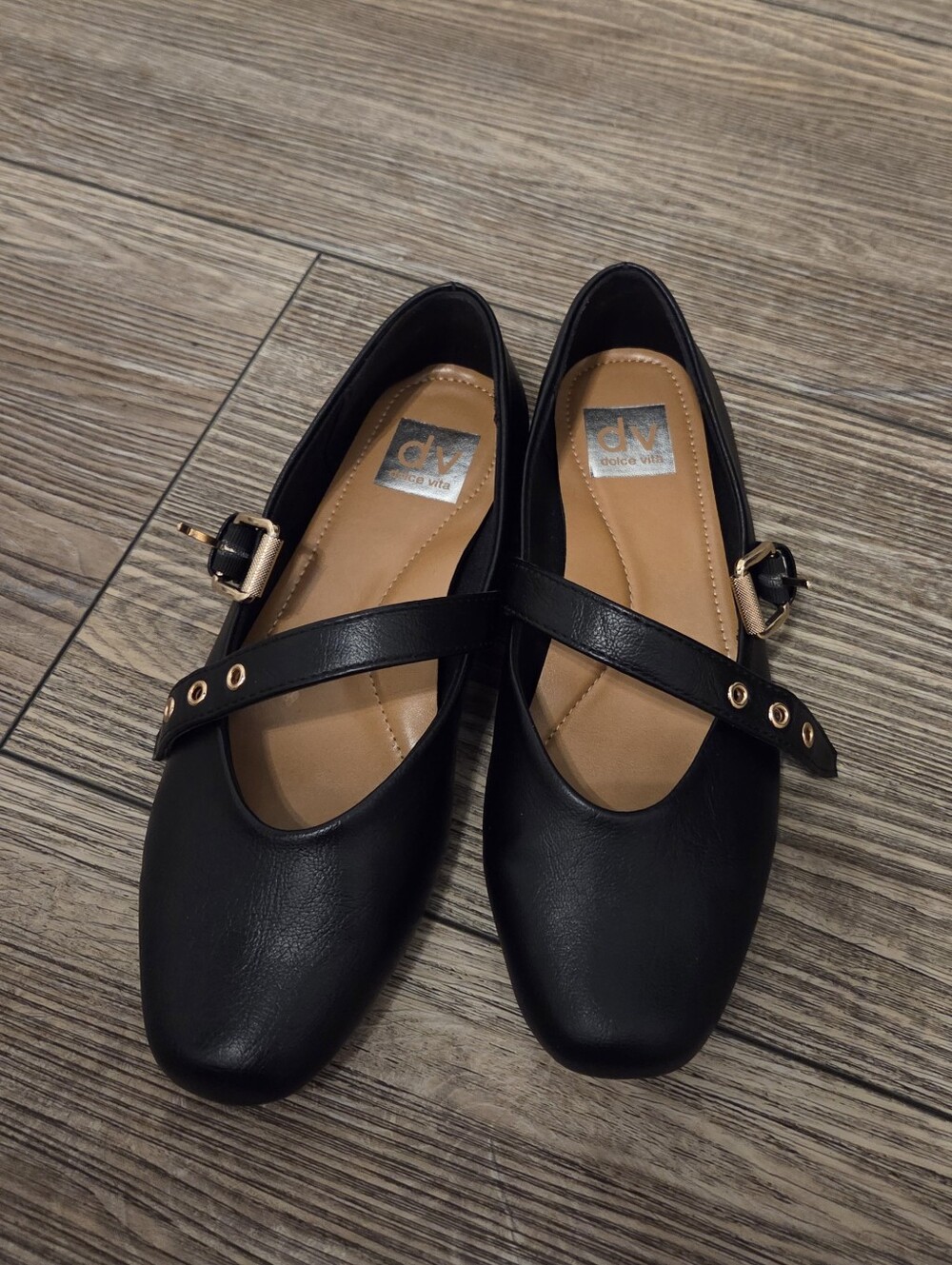 Dolce Vita Black Cross-Strap Mary Jane Flats
